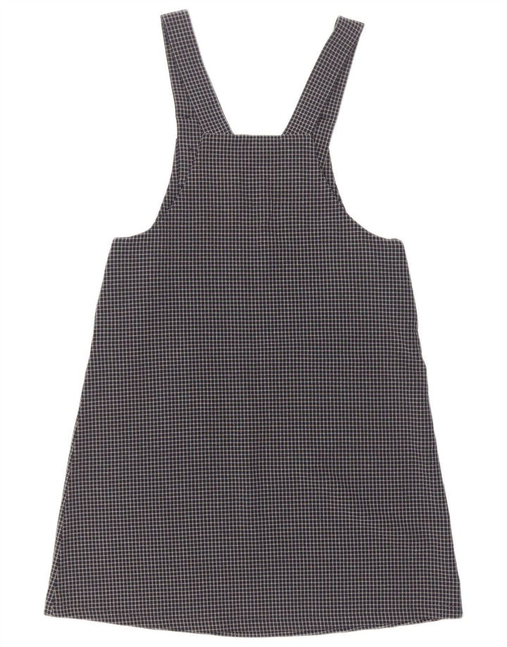 Vintage Damen Latzkleid UK 12 Medium Navy Blue Check