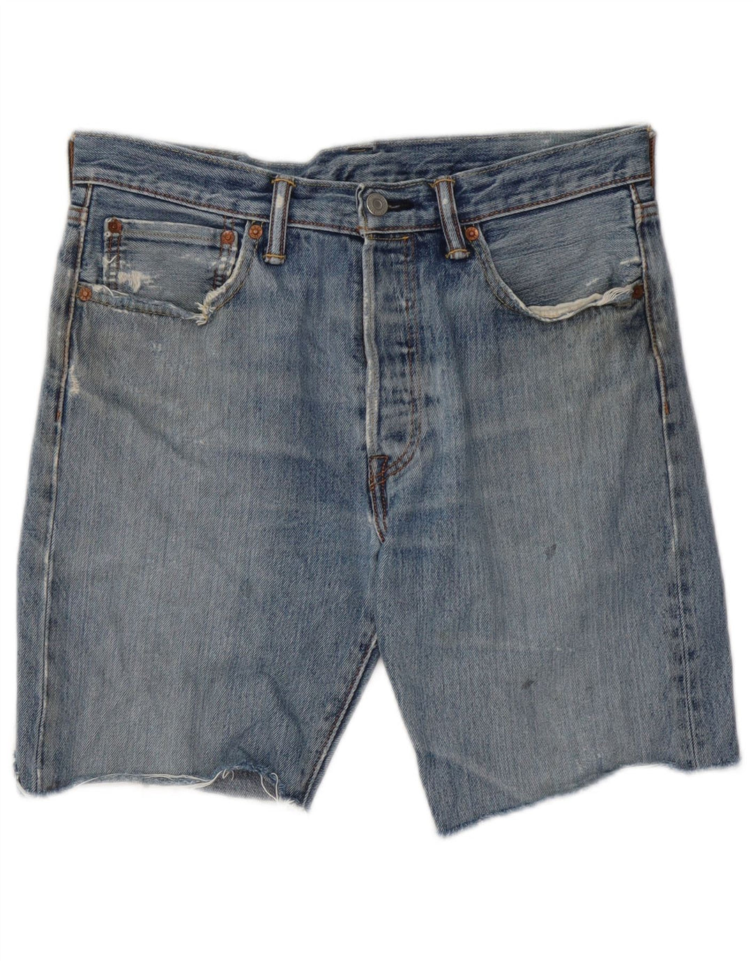Levi's Herren 501 Distressed Denim Shorts W32 Mittelblaue Baumwolle