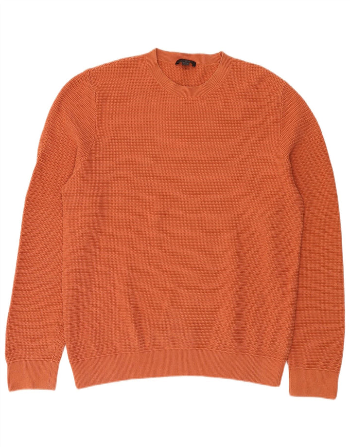 Cos Herren-Pullover mit Rundhalsausschnitt, groß, orangefarbene Baumwolle