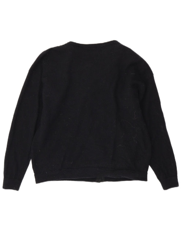 VINTAGE Damen Strickjacke Pullover UK 16 Groß Marineblau Paisley