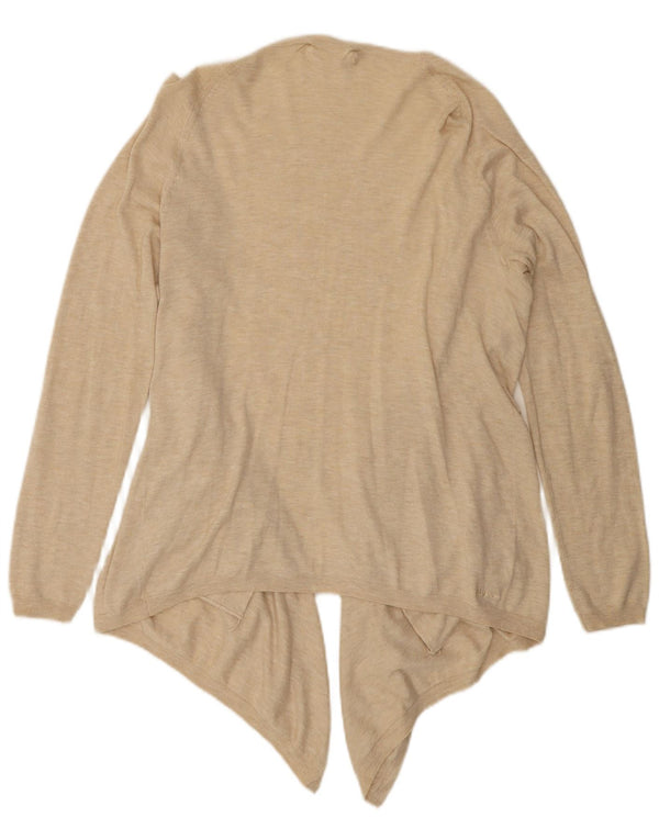 Fat Face Asymmetrisches, offenes Cardigan-Oberteil für Damen, UK 12, Mittelbeige meliert
