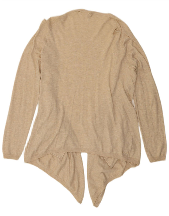 Fat Face Asymmetrisches, offenes Cardigan-Oberteil für Damen, UK 12, Mittelbeige meliert