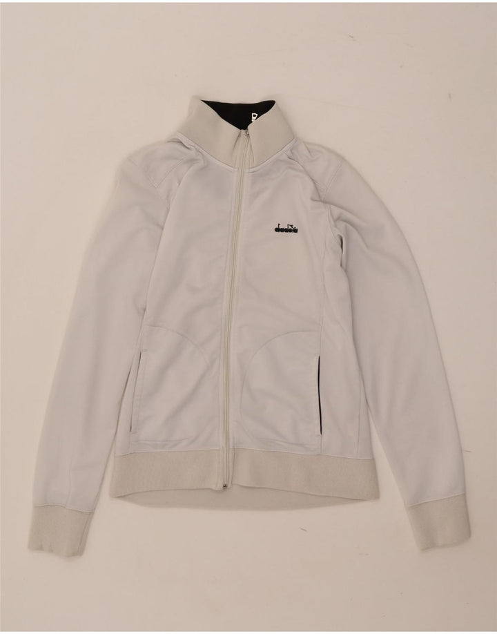 Diadora Damen-Trainingsanzug-Top-Jacke, UK 14, Größe L, Weiß, Polyester