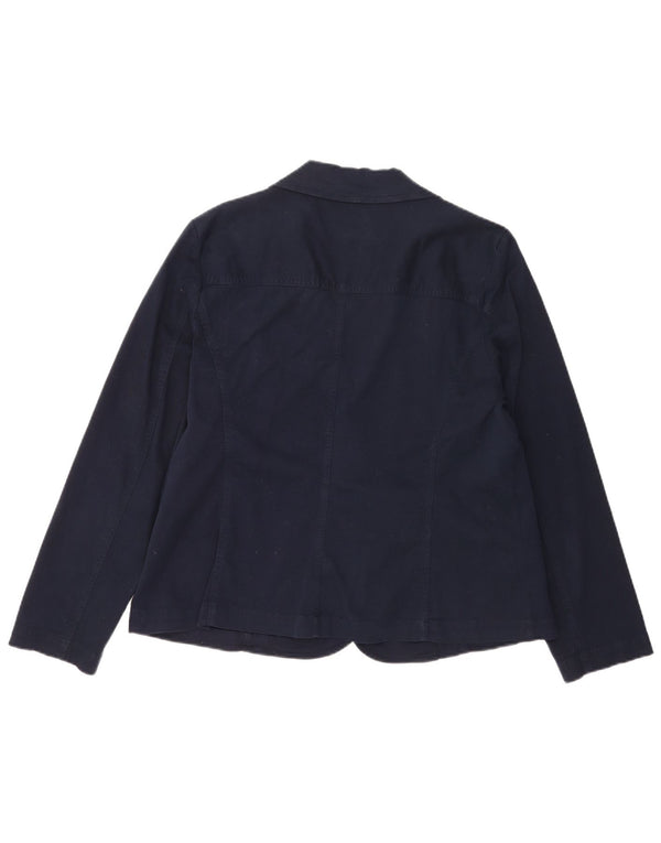Laura Ashley Damen 2-Knopf-Blazerjacke UK 18 XL Marineblaue Baumwolle