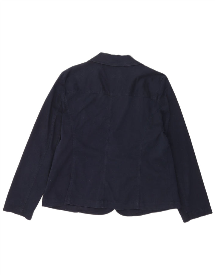 Laura Ashley Damen 2-Knopf-Blazerjacke UK 18 XL Marineblaue Baumwolle