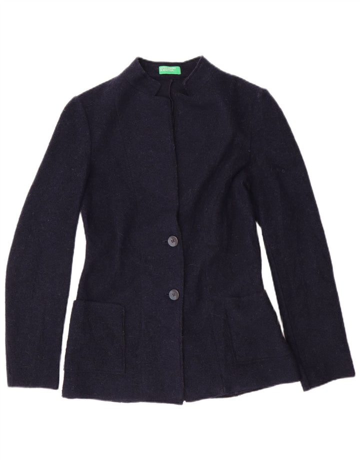 Benetton Damen 2-Knopf-Blazerjacke UK 6 XS Marineblau Polyester