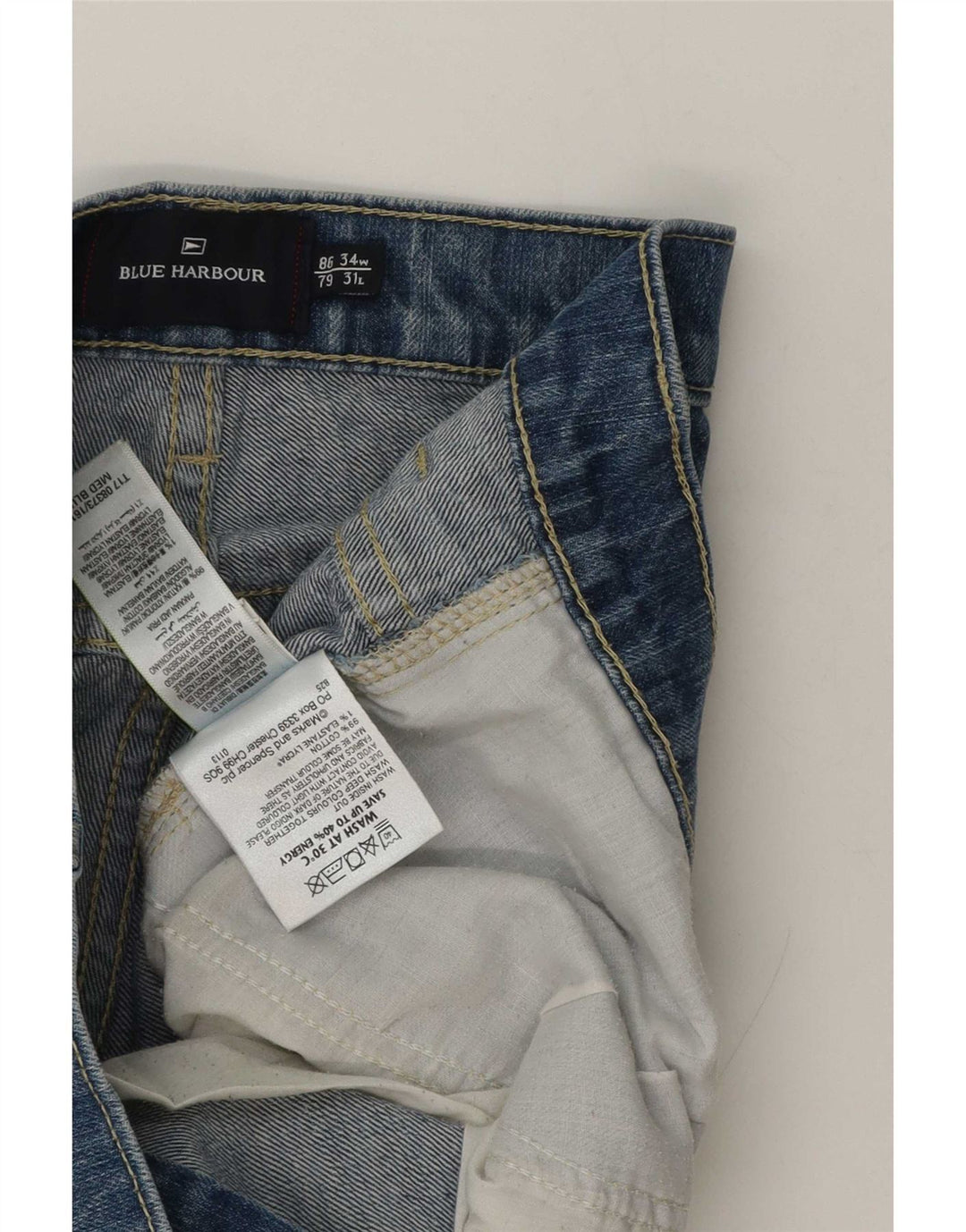 Marks & Spencer Herren Blue Harbor Straight Jeans W34 L31 Baumwolle