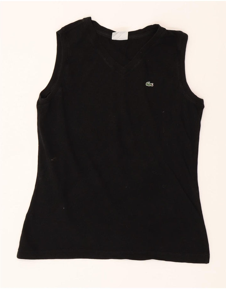 LACOSTE Womens Crop Vest Top Size 42 Large Black Cotton