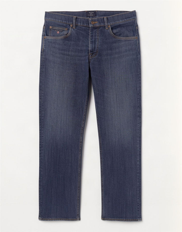 Gant Herren-Jeans mit normaler Passform, gerade Passform, W34, L30, Blau, Baumwolle