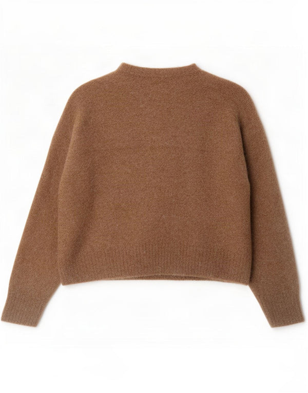 Marks & Spencer Damen-Pullover mit Rundhalsausschnitt, UK 14, mittelbeige Wolle