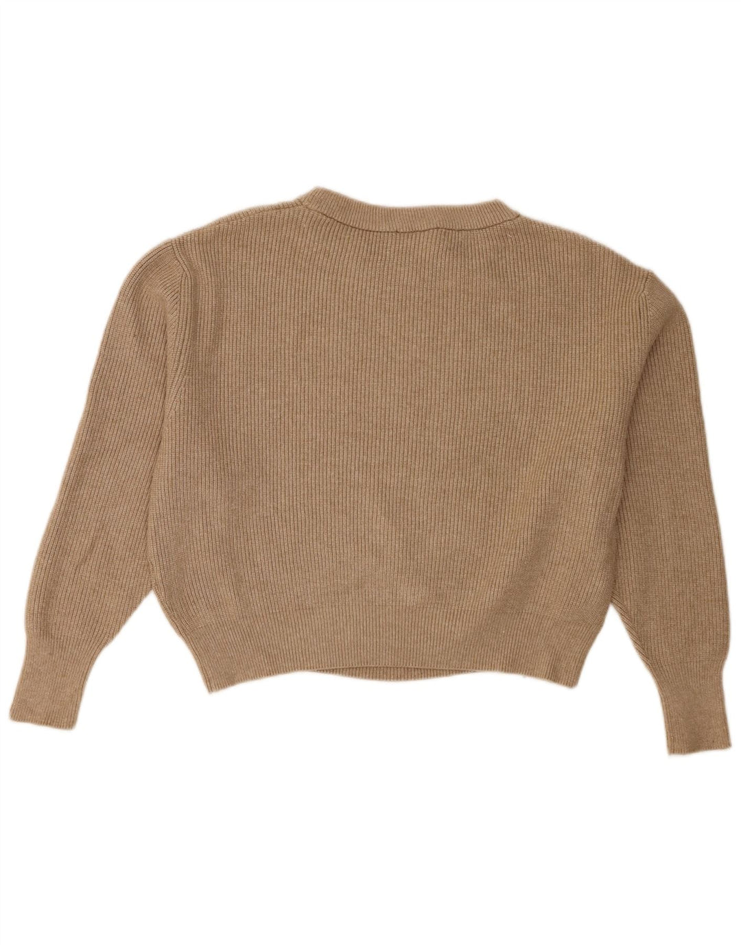 Zara Damen-Pullover, bauchfrei, übergroß, U-Boot-Ausschnitt, Gr. 14, Mittelbraun