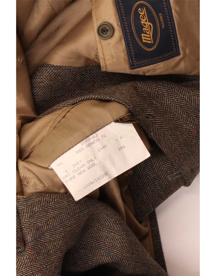 Magee Herren-Blazer mit 2 Knöpfen, UK 46 3XL, graue Schurwolle mit Fischgrätenmuster