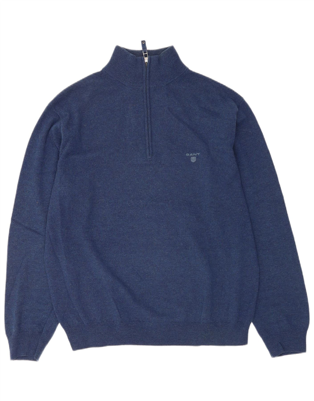 Gant Herren-Pullover mit Reißverschluss am Hals, XL, marineblaue Lammwolle