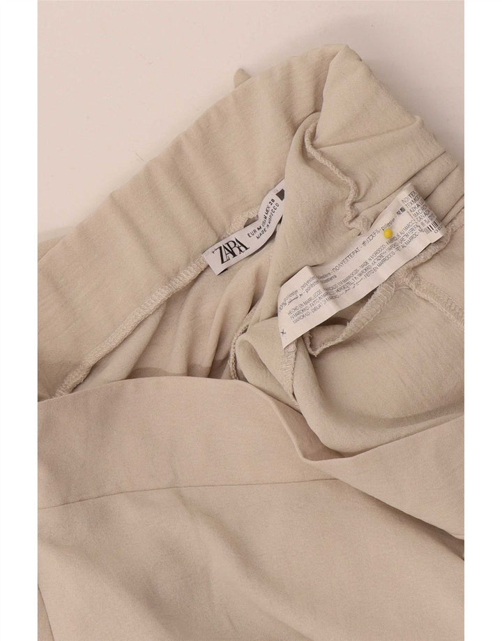 Zara Damen Wickelhose mit weitem Bein, mittelgroß, W26, L30, beige, Polyester