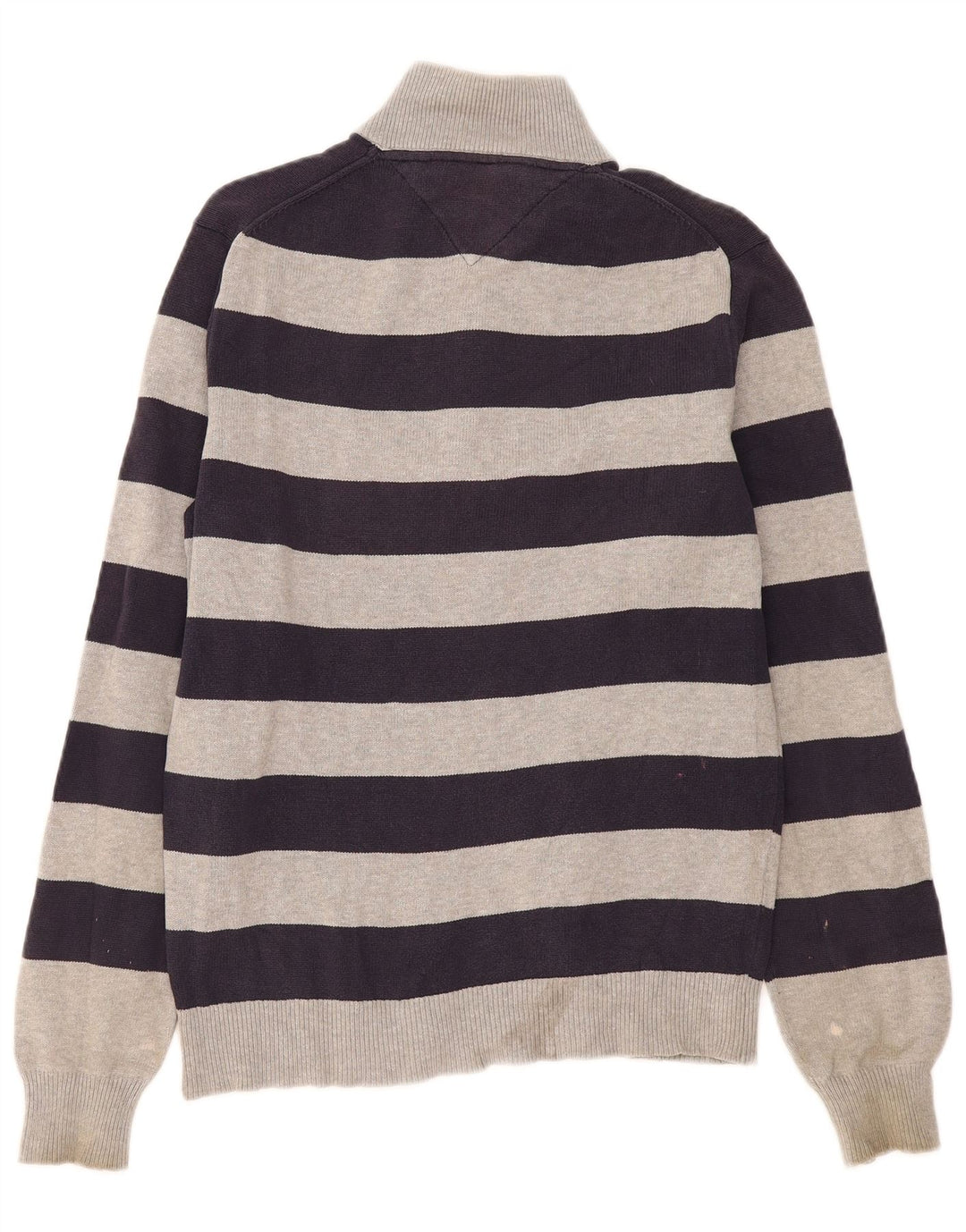 Tommy Hilfiger Herren-Pullover mit Reißverschluss, mittelgrau, gestreift, Baumwolle