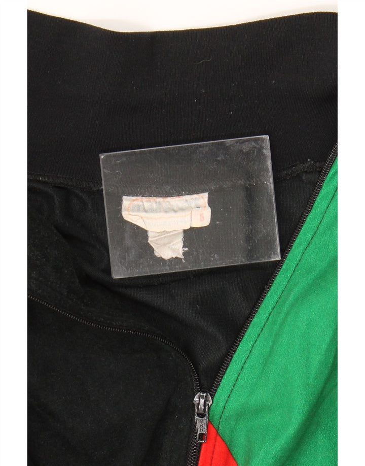 VINTAGE Herren-Trainingsanzug-Oberteil, Jacke, XL, schwarzes Farbblock-Polyester