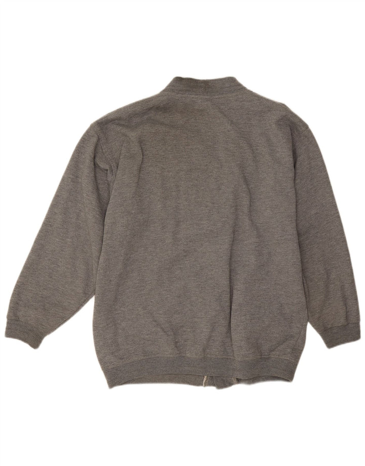 Vintage Herren-Cardigan-Pullover aus mittelgrauem Polyester