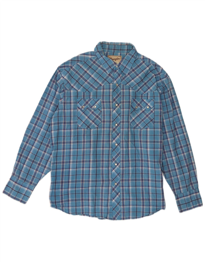 Wrangler Herrenhemd 2XL, blau kariert, Baumwolle