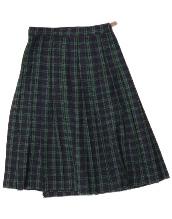 Brummell Wickelrock für Mädchen, 9–10 Jahre, W22, grün karierte Wolle