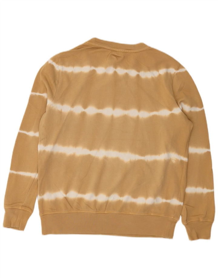 Marks & Spencer Damen-Sweatshirt-Pullover UK 12 Mittelbeige gestreifte Baumwolle