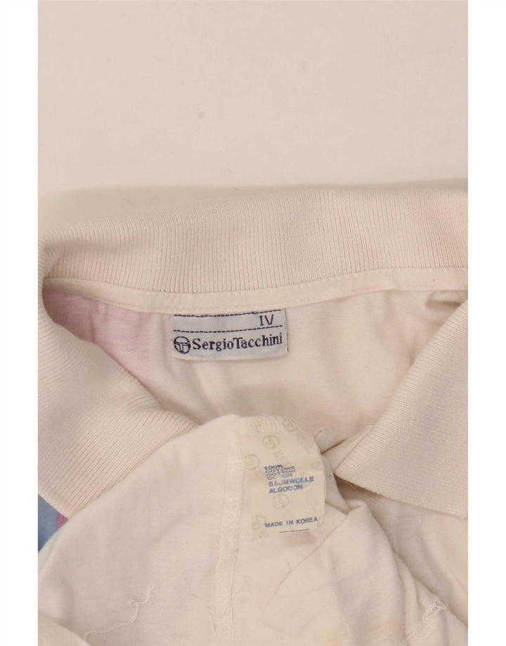 Sergio Tacchini Herren-Poloshirt mit Grafik, mittelweiße Baumwolle