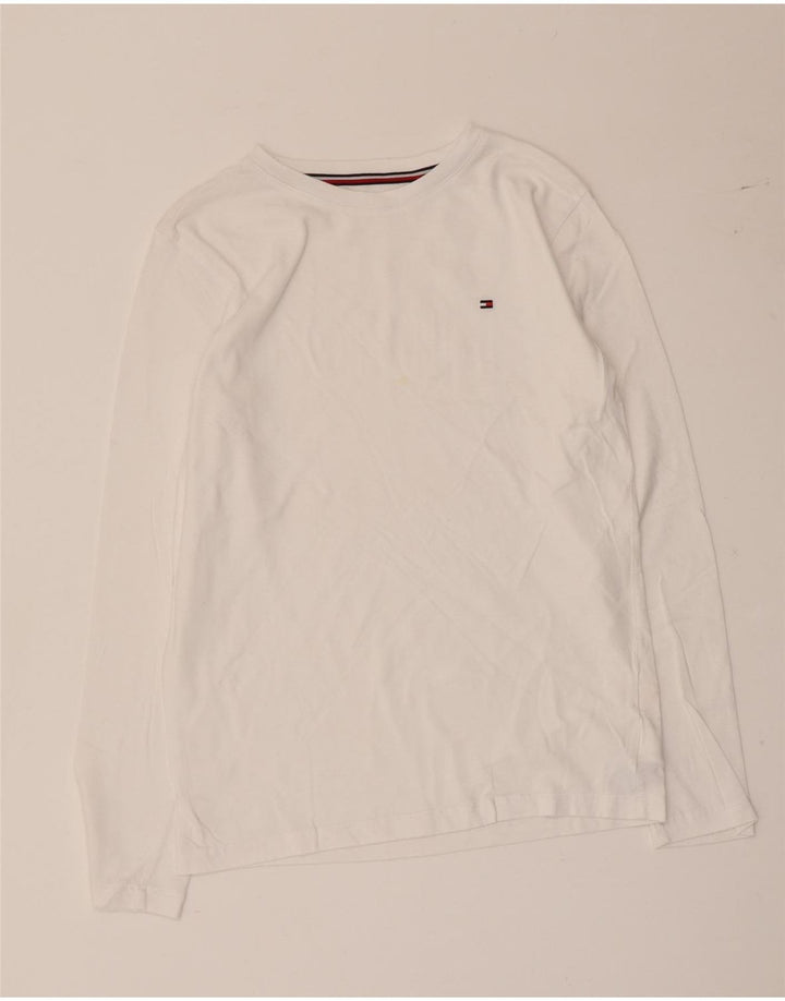 Tommy Hilfiger Jungen-Top, langärmelig, 12–13 Jahre, weiße Baumwolle