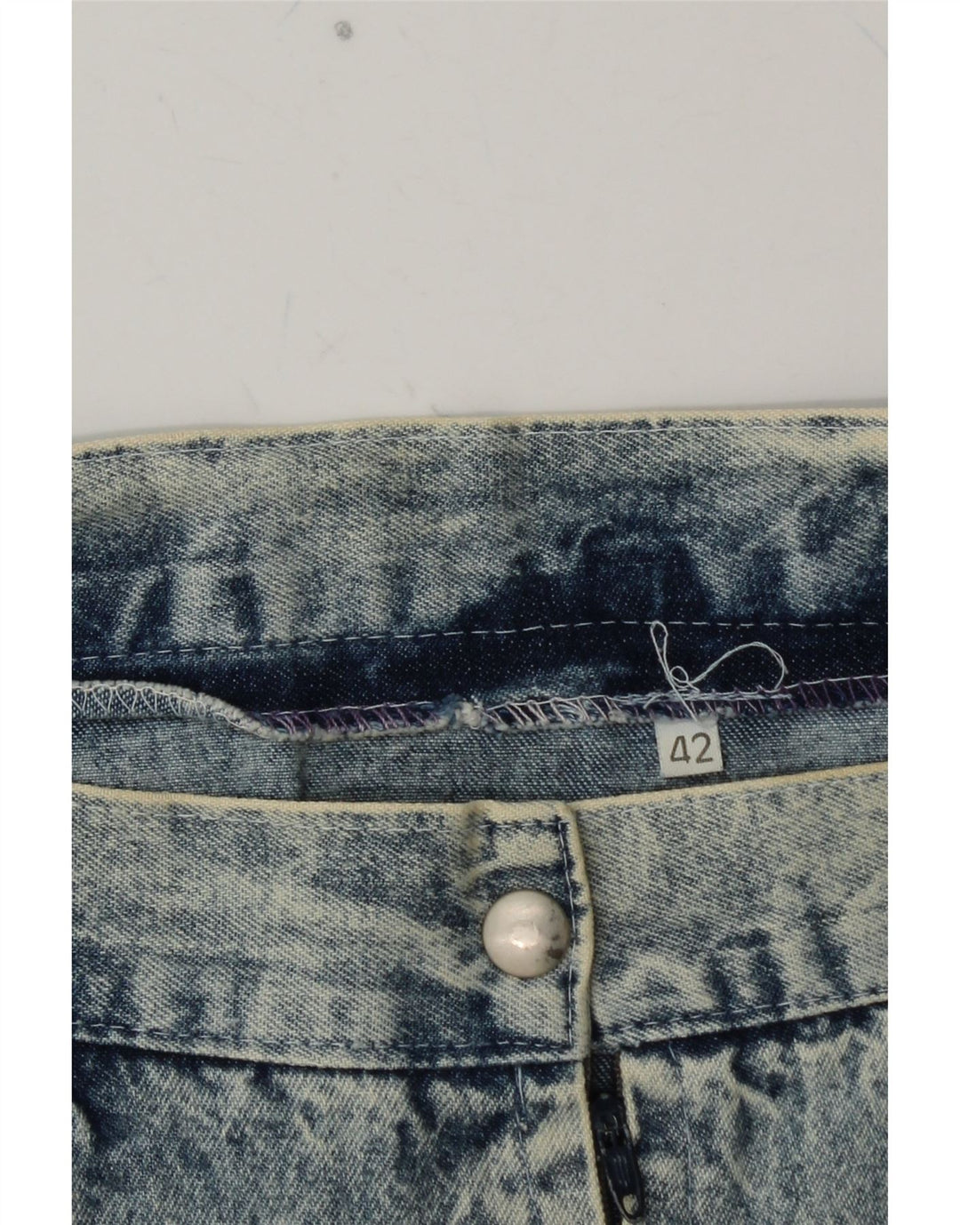 VINTAGE Damen Jeans-Trompetenrock IT 42 Medium W26 Blau geblümt