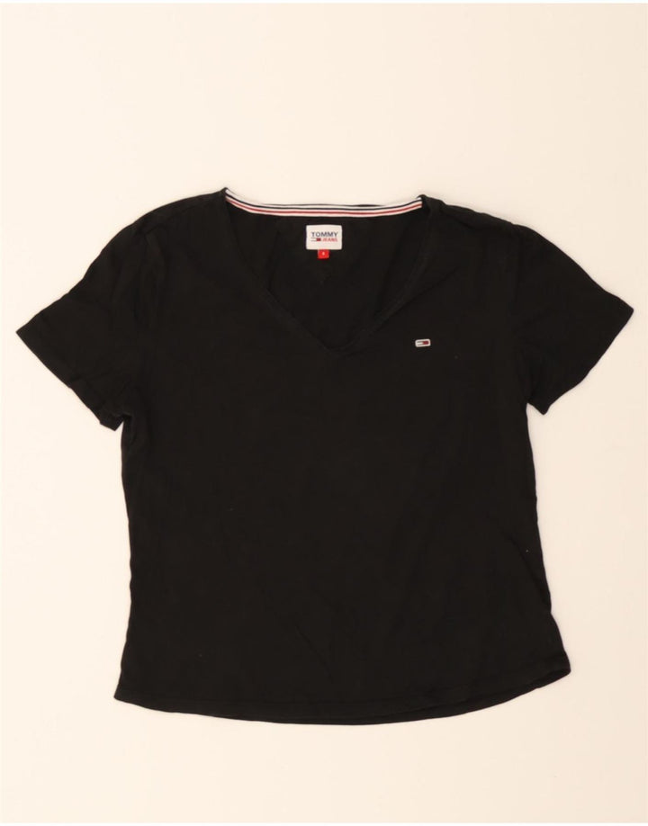 TOMMY HILFIGER Womens T-Shirt Top UK 10 Small Black Vintage Tommy Hilfiger and Second-Hand Tommy Hilfiger from Messina Hembry 