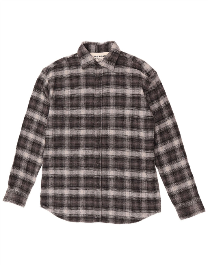 Jack & Jones Kariertes Flanellhemd für Herren, Größe S, Grau, Baumwolle