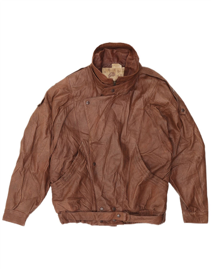 VINTAGE Herren Lederjacke IT 52 XL Braun