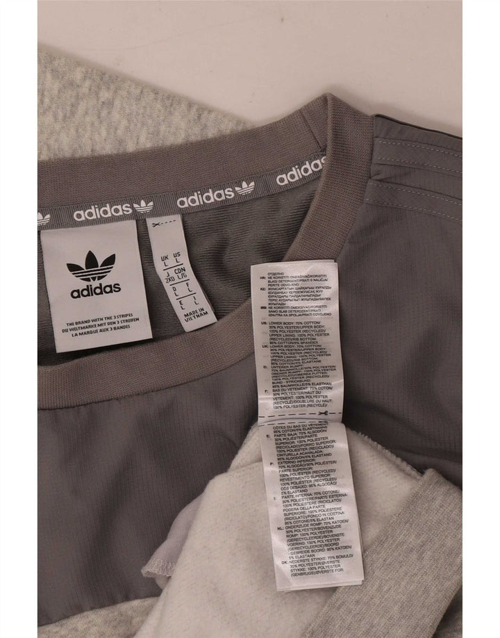 Adidas Herren Sweatshirt Pullover Large Grau Colourblock Baumwolle