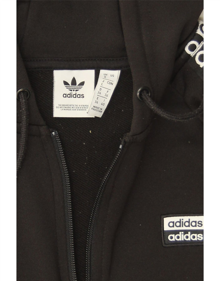 Adidas Damen Graphic Zip Hoodie Pullover UK 8 Small Schwarz Polyester