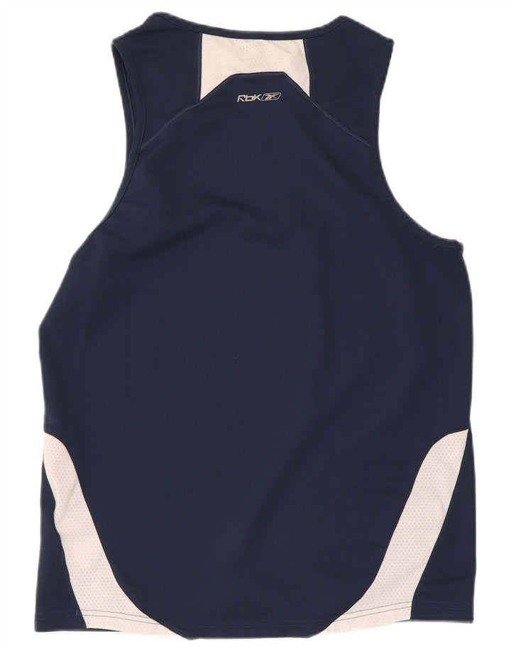 Reebok Damen-Trägershirt UK 12 Mittelmarineblaues Farbblock-Polyester