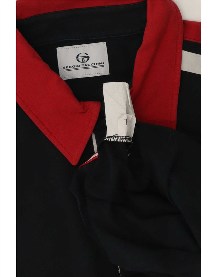 Sergio Tacchini Herren-Poloshirt mit Grafik, groß, Marineblau, Farbblock