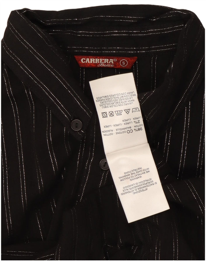Carrera Damen-Hemd UK 10 Small Schwarz gestreift aus Baumwolle