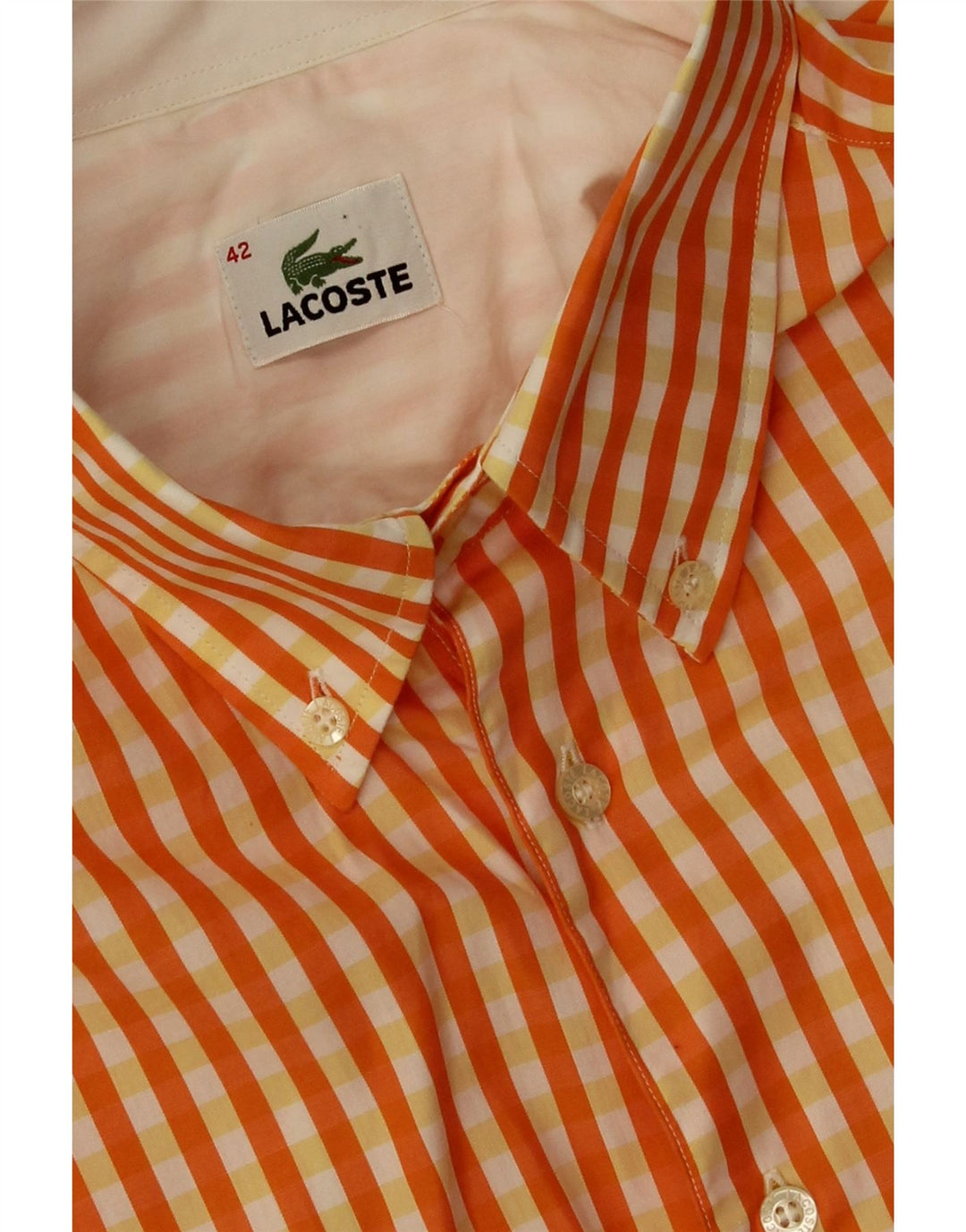 Lacoste Herrenhemd Größe 42 Large Orange Gingham