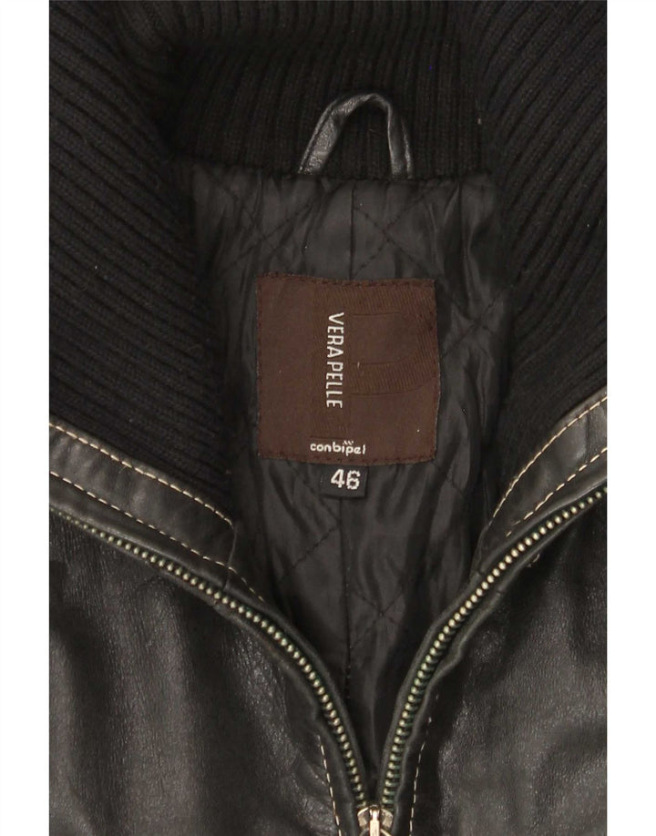 Conbipel Damen Ledermantel IT 46 Large Schwarz Colourblock