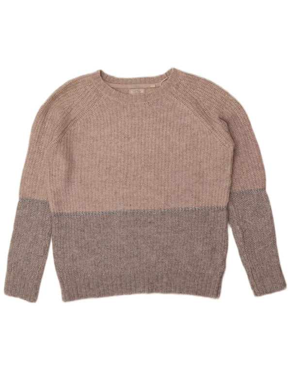 Fat Face Damen-Pullover mit U-Boot-Ausschnitt, Gr. 8, Small, graues Colourblock-Nylon