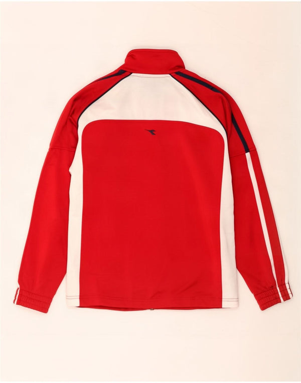 Diadora Jungen-Trainingsanzug-Top-Jacke, 12–13 Jahre, rotes Farbblock-Polyester