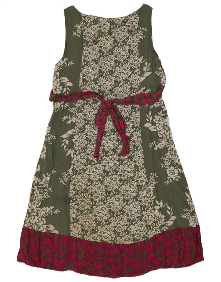 Monsoon Damen A-Linien-Kleid UK 16 Large Grüne Viskose