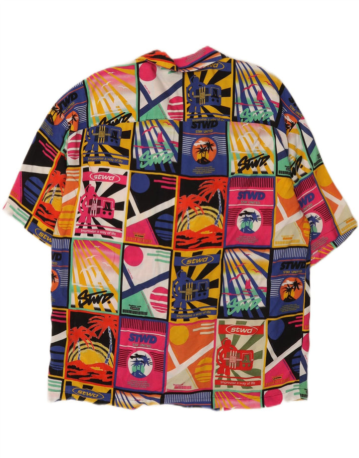 Pull & Bear Herren-STWD-Grafikhemd, mittelgroß, mehrfarbig, hawaiianisches Patchwork