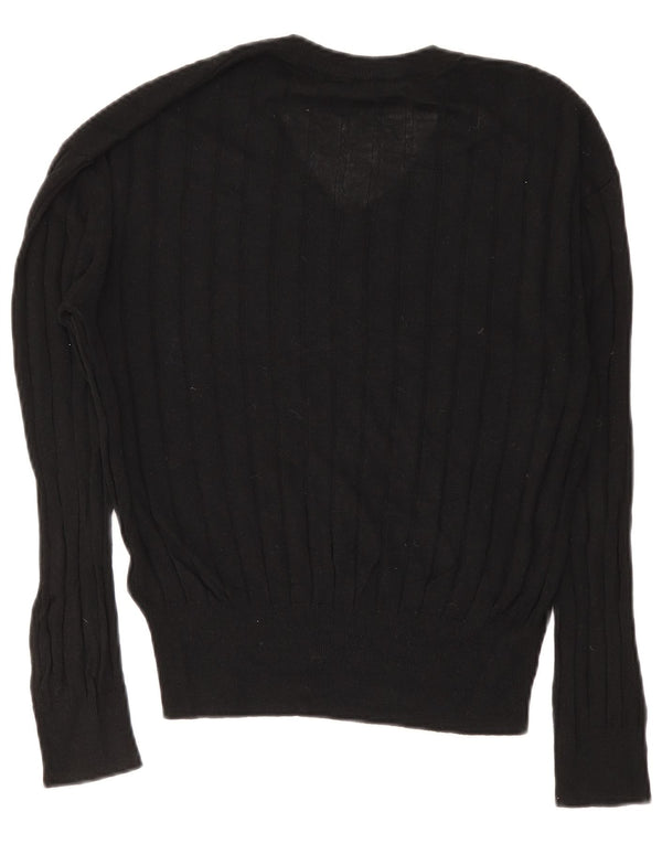 Marks & Spencer Damen-Pullover mit V-Ausschnitt, Gr. 14, mittlere schwarze Viskose
