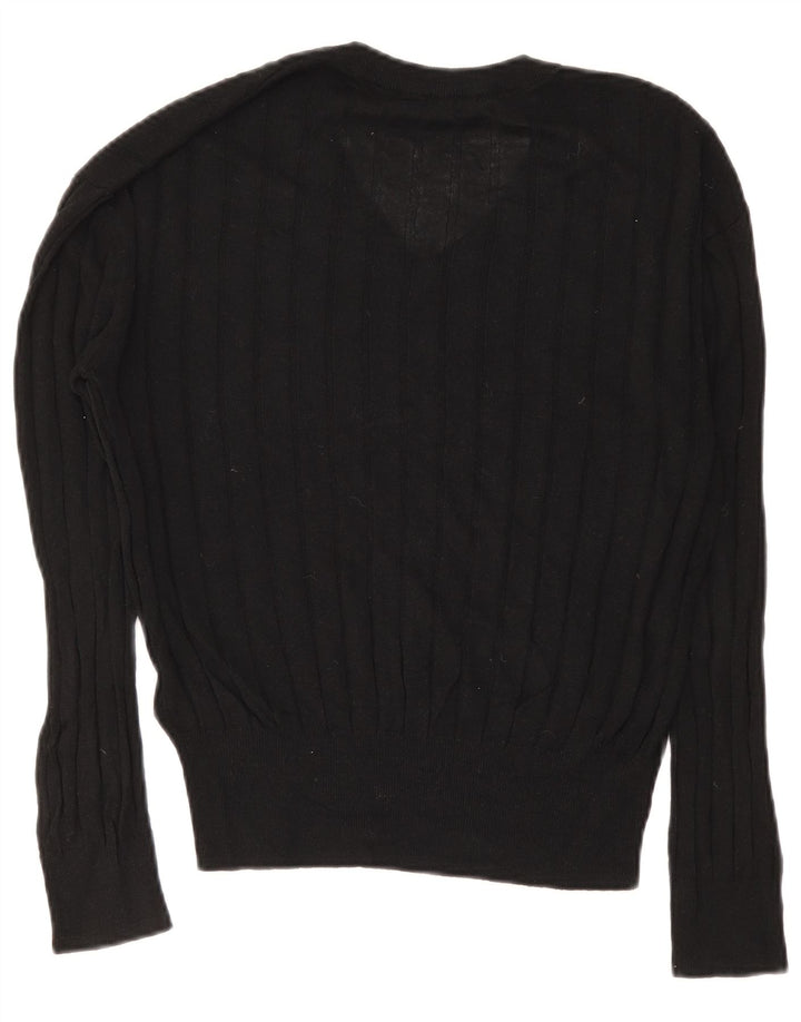 Marks & Spencer Damen-Pullover mit V-Ausschnitt, Gr. 14, mittlere schwarze Viskose