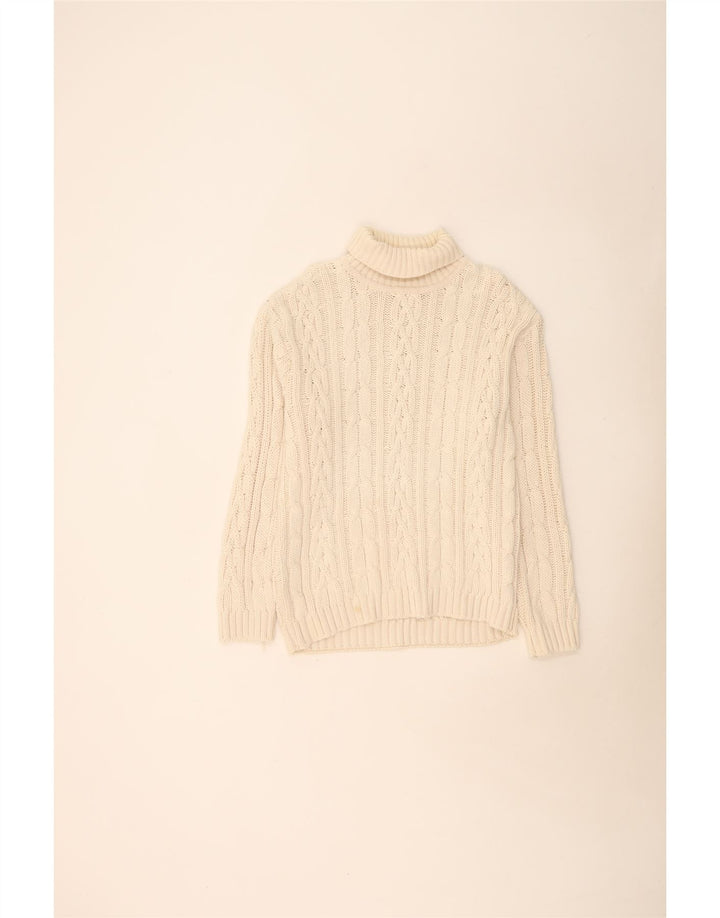 Vintage Herren Rollkragenpullover Pullover Große Beige Baumwolle