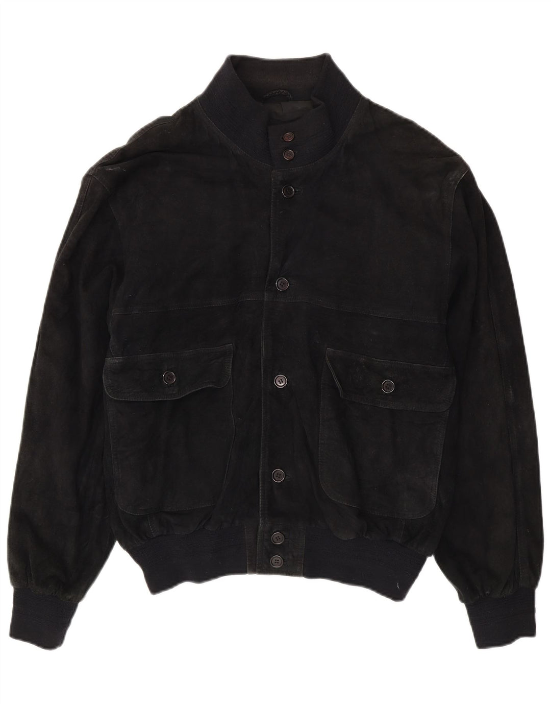 Vintage Herren Wildleder Bomberjacke UK 40 Großes schwarzes Leder