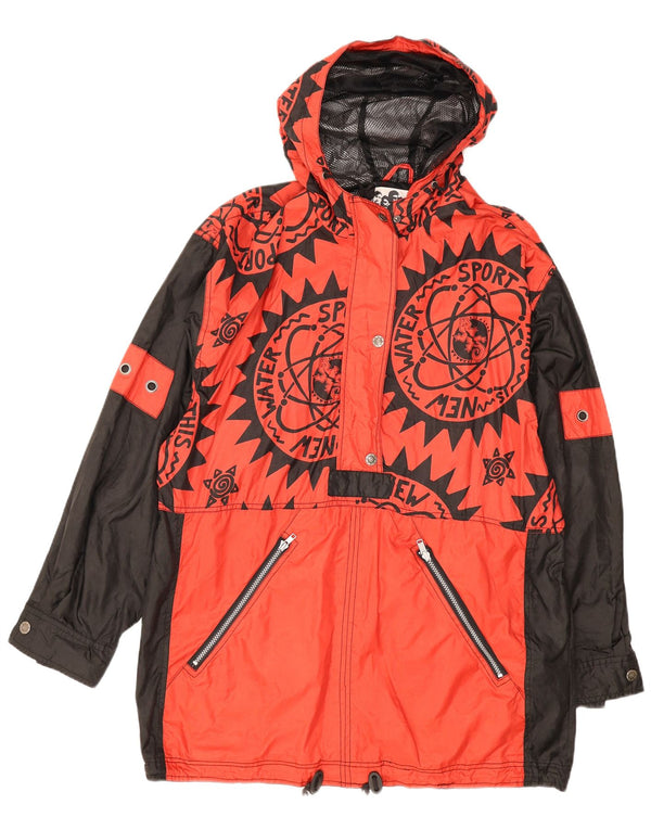 Vintage Mädchen-Longline-Anorakjacke mit Grafik, 15–16 Jahre, XL, Rot, Farbblock