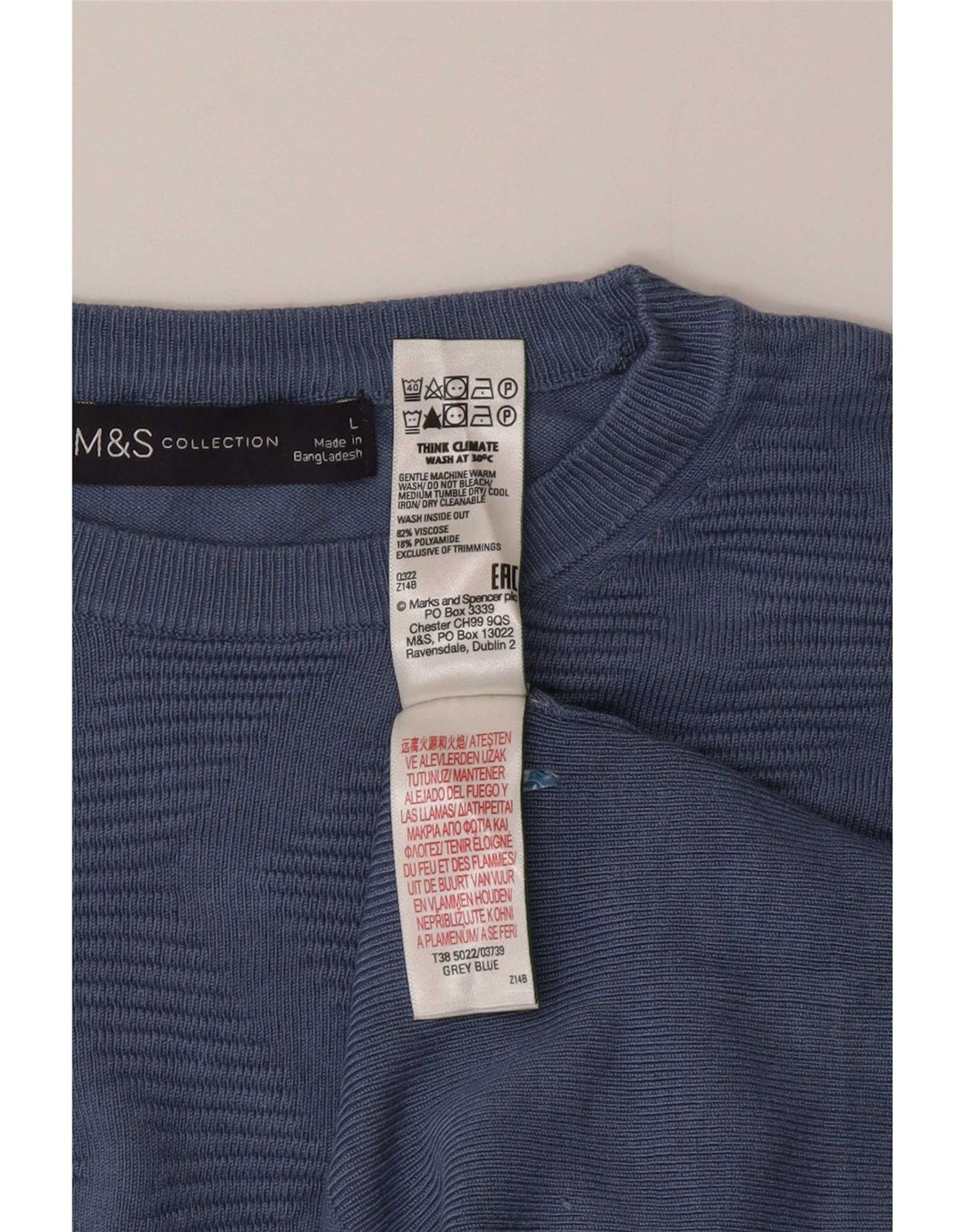 Marks & Spencer Damen-Pullover mit Rundhalsausschnitt, Gr. 40, Größe L, Blau