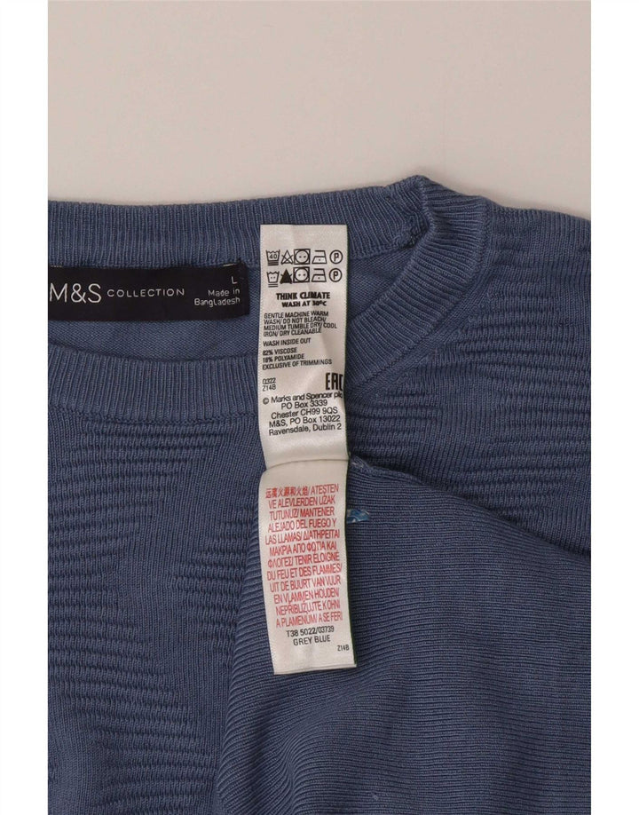 Marks & Spencer Damen-Pullover mit Rundhalsausschnitt, Gr. 40, Größe L, Blau