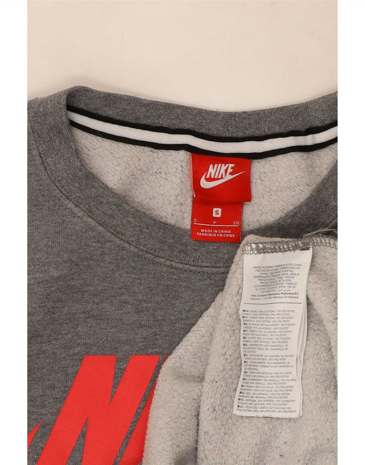 Nike Herren-Sweatshirt mit Grafik, Größe S, Grau, Colourblock-Baumwolle
