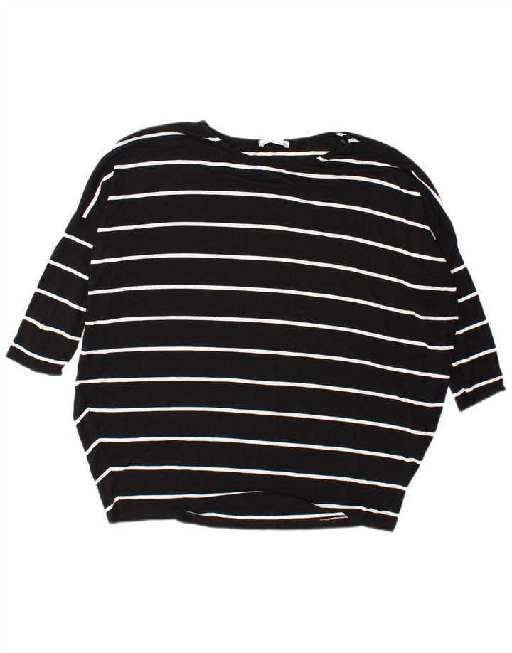 Zara Damen-Oversize-Oberteil mit langen Ärmeln, Gr. 10, Größe S, schwarz, gestreift, Viskose